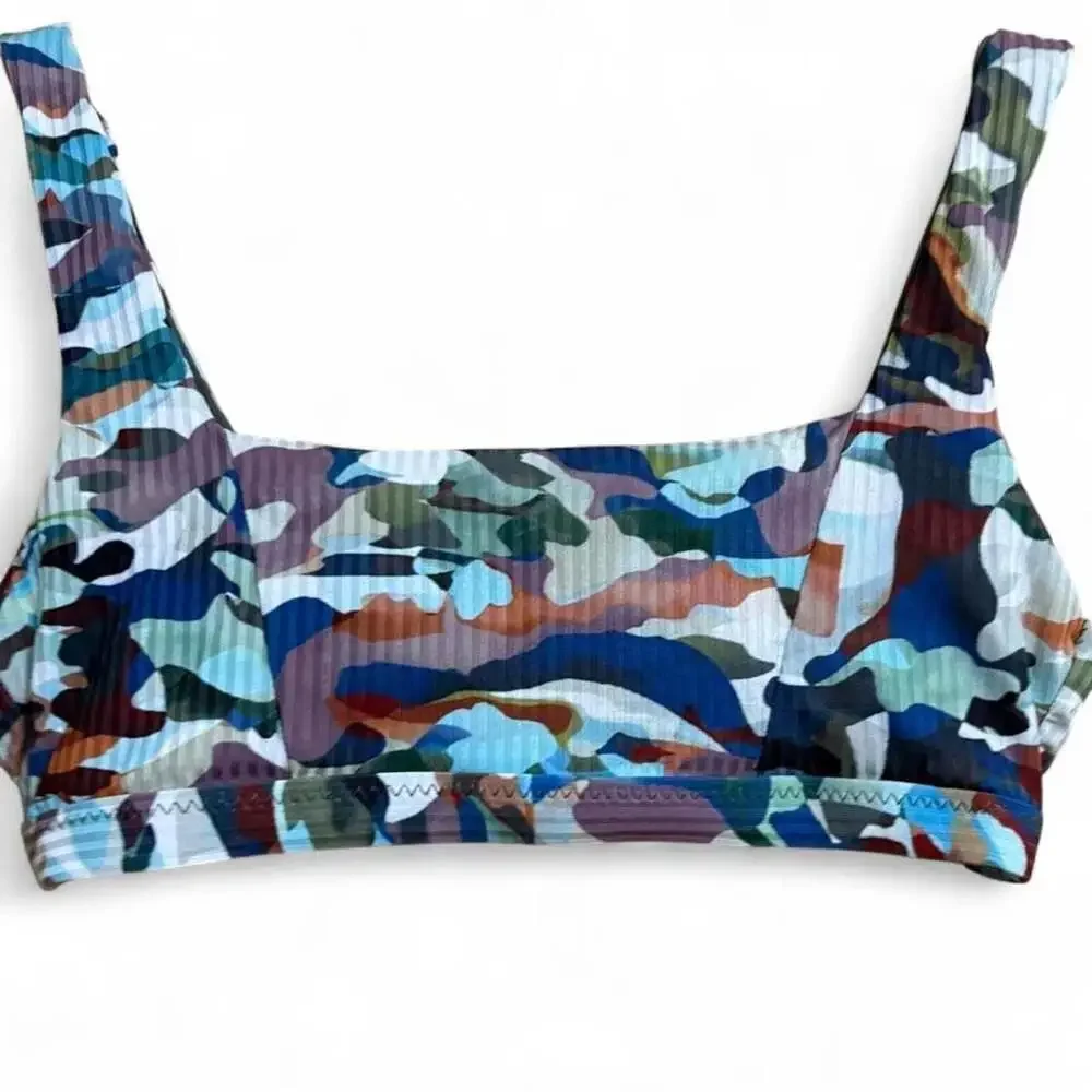 Becca Ribbed Camo Bikini Set Size S